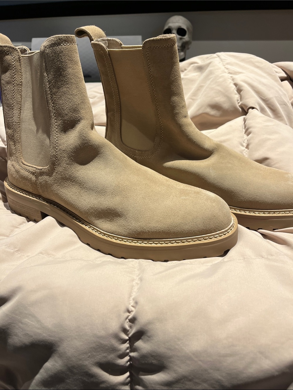 Saint Morta Men's Suede Chelsea Boots in Beige size 12, New without Box